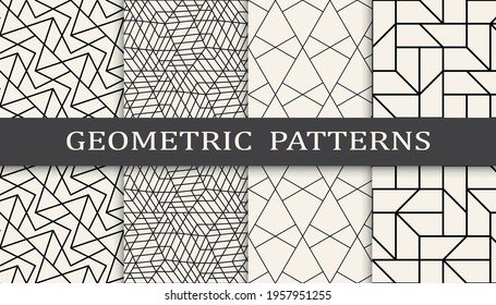 Set of geometric seamless patterns. Abstract geometric graphic design simple pattern. Seamless geometric lines pattern.