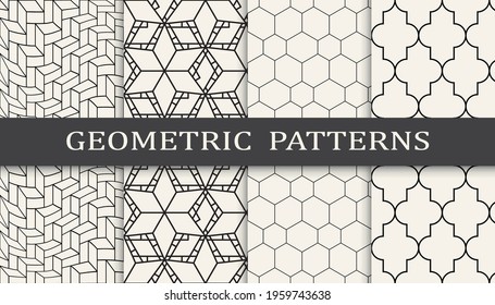 Set of geometric seamless patterns. Abstract geometric graphic design simple pattern. Seamless geometric lines pattern.
