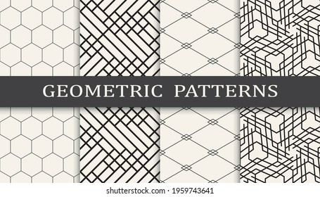 Set of geometric seamless patterns. Abstract geometric graphic design simple pattern. Seamless geometric lines pattern.