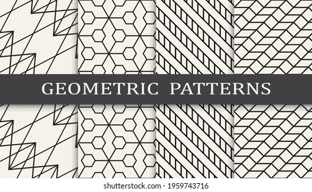 Set of geometric seamless patterns. Abstract geometric graphic design simple pattern. Seamless geometric lines pattern.