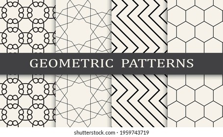 Set of geometric seamless patterns. Abstract geometric graphic design simple pattern. Seamless geometric lines pattern.