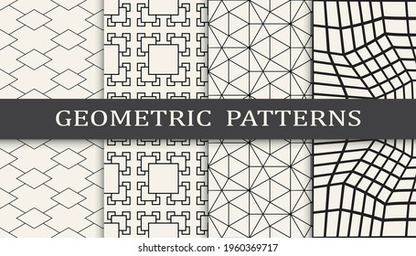 Set of geometric seamless patterns. Abstract geometric graphic design simple pattern. Seamless geometric lines pattern.