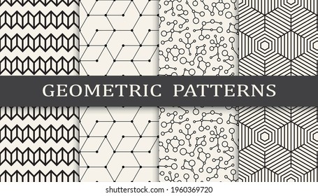 Set of geometric seamless patterns. Abstract geometric graphic design simple pattern. Seamless geometric lines pattern.