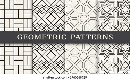 Set of geometric seamless patterns. Abstract geometric graphic design simple pattern. Seamless geometric lines pattern.