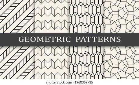 Set of geometric seamless patterns. Abstract geometric graphic design simple pattern. Seamless geometric lines pattern.
