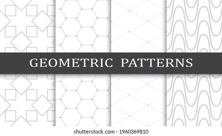 Set of geometric seamless patterns. Abstract geometric graphic design print pattern. Seamless geometric gray lines pattern.