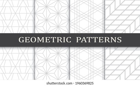 Set of geometric seamless patterns. Abstract geometric graphic design print pattern. Seamless geometric gray lines pattern.