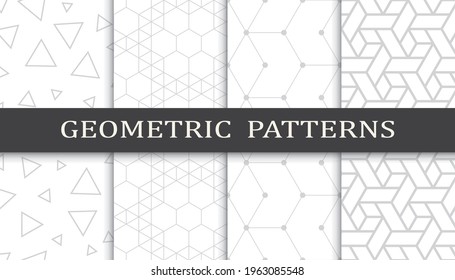 Set of geometric seamless patterns. Abstract geometric graphic design print pattern. Seamless geometric gray lines pattern.
