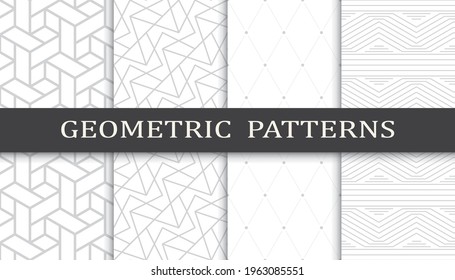 Set of geometric seamless patterns. Abstract geometric graphic design print pattern. Seamless geometric gray lines pattern.