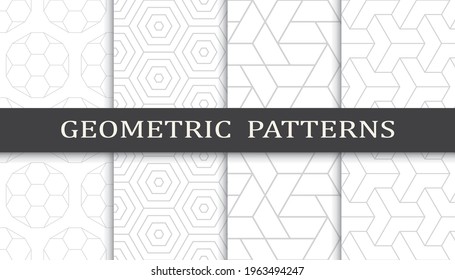 Set of geometric seamless patterns. Abstract geometric graphic design print pattern. Seamless geometric gray lines pattern.