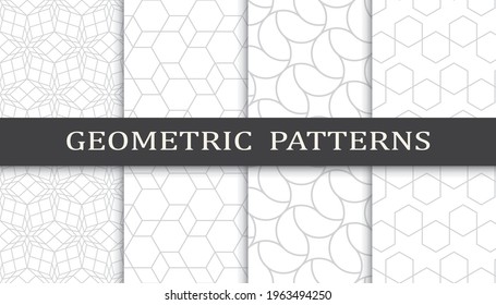 Set of geometric seamless patterns. Abstract geometric graphic design print pattern. Seamless geometric gray lines pattern.