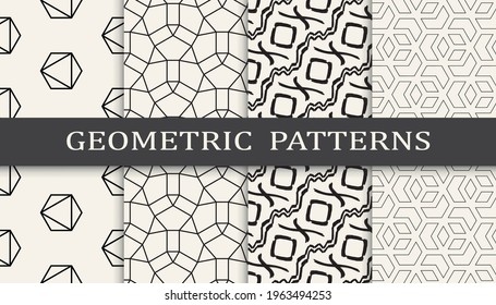 Set of geometric seamless patterns. Abstract geometric graphic design simple pattern. Seamless geometric lines pattern.