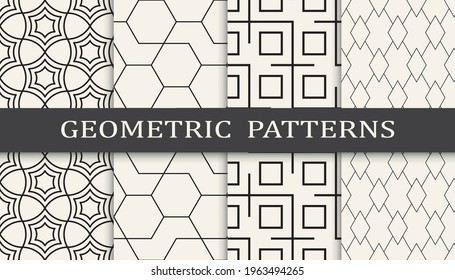Set of geometric seamless patterns. Abstract geometric graphic design simple pattern. Seamless geometric lines pattern.