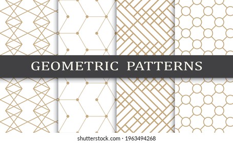 Set of geometric seamless patterns. Abstract geometric graphic design print pattern. Seamless geometric golden lines pattern.