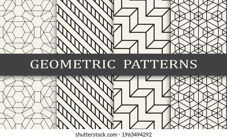 Set of geometric seamless patterns. Abstract geometric graphic design simple pattern. Seamless geometric lines pattern.