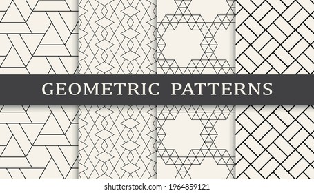 Set of geometric seamless patterns. Abstract geometric graphic design simple pattern. Seamless geometric lines pattern.