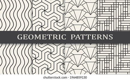 Set of geometric seamless patterns. Abstract geometric graphic design simple pattern. Seamless geometric lines pattern.