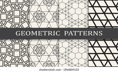 Set of geometric seamless patterns. Abstract geometric graphic design simple pattern. Seamless geometric lines pattern.