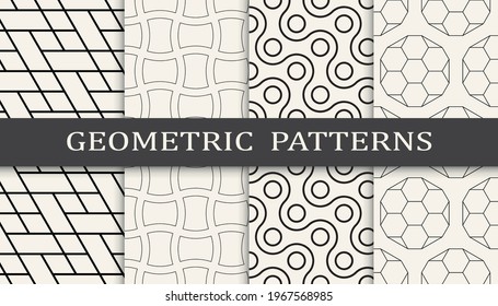 Set of geometric seamless patterns. Abstract geometric graphic design simple pattern. Seamless geometric lines pattern.