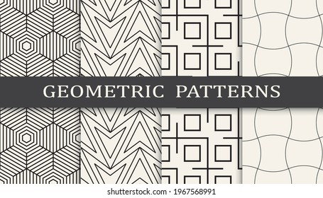 Set of geometric seamless patterns. Abstract geometric graphic design simple pattern. Seamless geometric lines pattern.