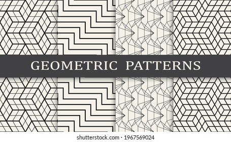 Set of geometric seamless patterns. Abstract geometric graphic design simple pattern. Seamless geometric lines pattern.