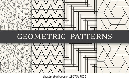Set of geometric seamless patterns. Abstract geometric graphic design simple pattern. Seamless geometric lines pattern.