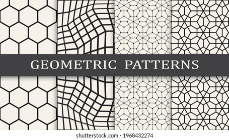 Set of geometric seamless patterns. Abstract geometric graphic design simple pattern. Seamless geometric lines pattern.