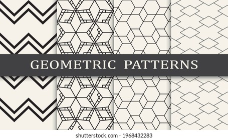 Set of geometric seamless patterns. Abstract geometric graphic design simple pattern. Seamless geometric lines pattern.