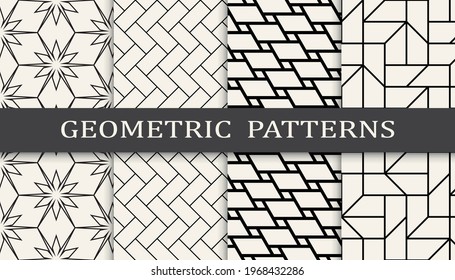 Set of geometric seamless patterns. Abstract geometric graphic design simple pattern. Seamless geometric lines pattern.