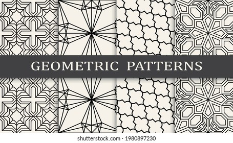 Set of geometric seamless patterns. Abstract geometric graphic design simple pattern. Seamless geometric lines pattern.