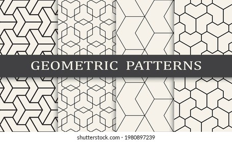 Set of geometric seamless patterns. Abstract geometric graphic design simple pattern. Seamless geometric lines pattern.