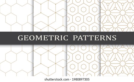 Set of geometric seamless patterns. Abstract geometric graphic design print pattern. Seamless geometric golden lines pattern.