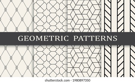Set of geometric seamless patterns. Abstract geometric graphic design simple pattern. Seamless geometric lines pattern.
