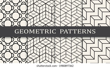 Set of geometric seamless patterns. Abstract geometric graphic design simple pattern. Seamless geometric lines pattern.