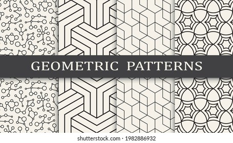 Set of geometric seamless patterns. Abstract geometric graphic design simple pattern. Seamless geometric lines pattern.