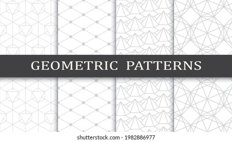 Set of geometric seamless patterns. Abstract geometric graphic design print pattern. Seamless geometric gray lines pattern.