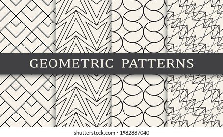 Set of geometric seamless patterns. Abstract geometric graphic design simple pattern. Seamless geometric lines pattern.