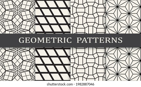 Set of geometric seamless patterns. Abstract geometric graphic design simple pattern. Seamless geometric lines pattern.