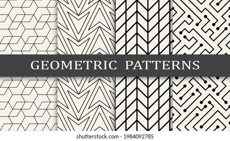 Set of geometric seamless patterns. Abstract geometric graphic design simple pattern. Seamless geometric lines pattern.