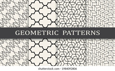 Set of geometric seamless patterns. Abstract geometric graphic design simple pattern. Seamless geometric lines pattern.