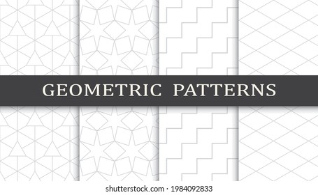 Set of geometric seamless patterns. Abstract geometric graphic design print pattern. Seamless geometric gray lines pattern.