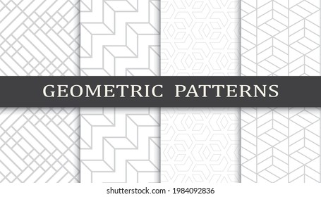 Set of geometric seamless patterns. Abstract geometric graphic design print pattern. Seamless geometric gray lines pattern.