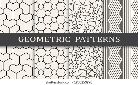 Set of geometric seamless patterns. Abstract geometric graphic design simple pattern. Seamless geometric lines pattern.