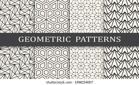 Set of geometric seamless patterns. Abstract geometric graphic design simple pattern. Seamless geometric lines pattern.