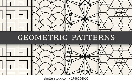 Set of geometric seamless patterns. Abstract geometric graphic design simple pattern. Seamless geometric lines pattern.