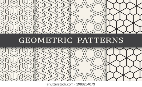 Set of geometric seamless patterns. Abstract geometric graphic design simple pattern. Seamless geometric lines pattern.