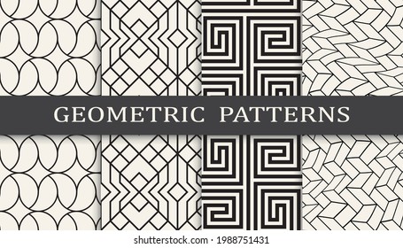 Set of geometric seamless patterns. Abstract geometric graphic design simple pattern. Seamless geometric lines pattern.