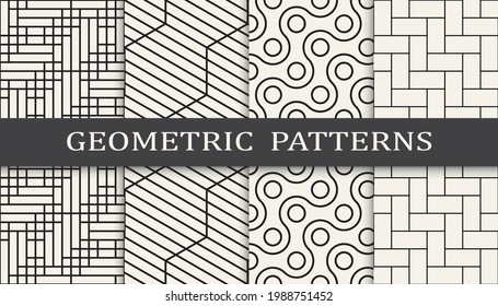 Set of geometric seamless patterns. Abstract geometric graphic design simple pattern. Seamless geometric lines pattern.