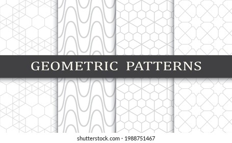 Set of geometric seamless patterns. Abstract geometric graphic design print pattern. Seamless geometric gray lines pattern.