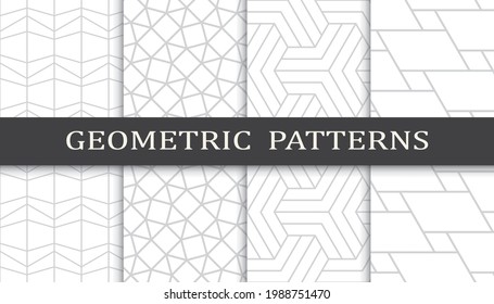 Set of geometric seamless patterns. Abstract geometric graphic design print pattern. Seamless geometric gray lines pattern.